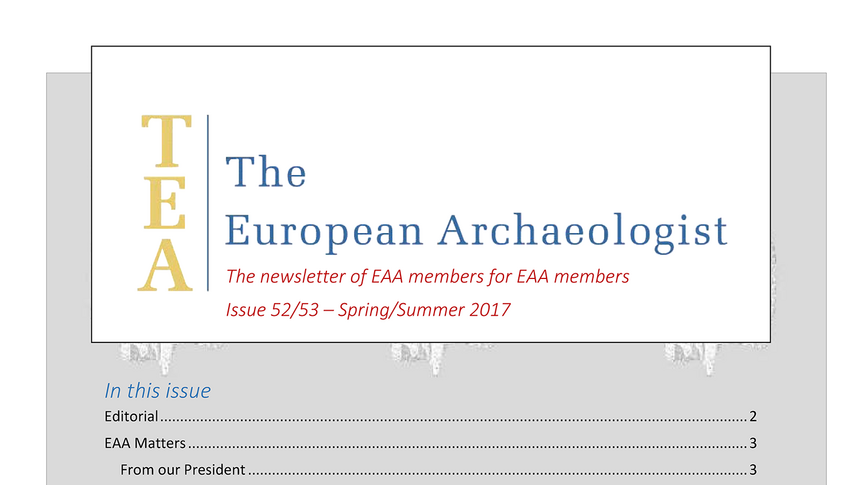 Auschnitt des Covers der Zeitschrift The European Archaeologist 52/53 (2017)